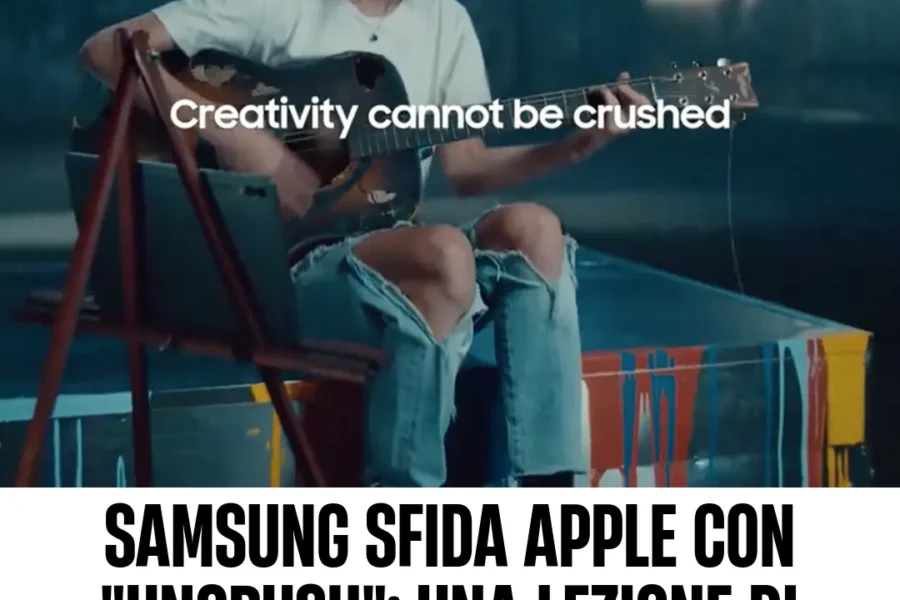 Immagine per 'Samsung sfida Apple con "UnCrush": Una lezione di branding controcorrente' - Fivesix Studio. Specializzati in Branding, Personal Brand, Marketing e Comunicazione.